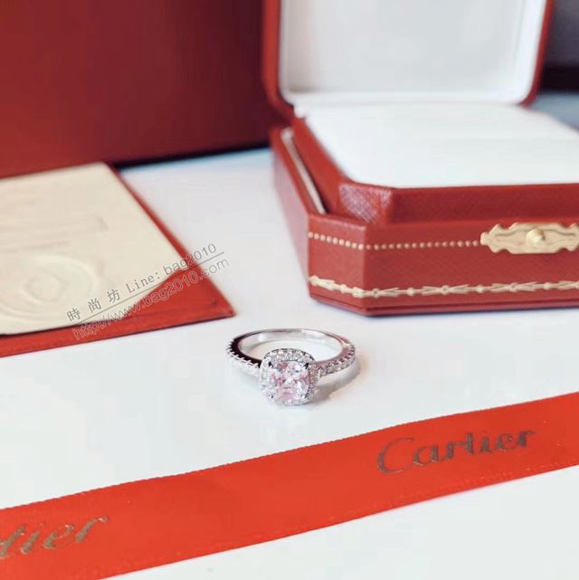 Cartier首飾品 卡地亞Destinee系列 方鑽戒指 s925純銀  zgk1337